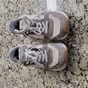 Coach men's athletic shoes sneaker size 9 leather & fabric white gray and black